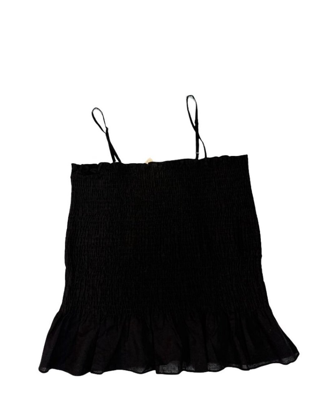 Anthropologie Women's Black Smocked Linen Blend Cami Top Size L Boho. - Picture 2 of 6